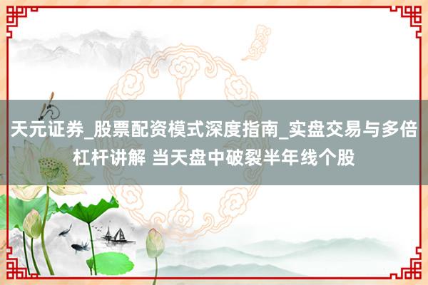 天元证券_股票配资模式深度指南_实盘交易与多倍杠杆讲解 当天盘中破裂半年线个股