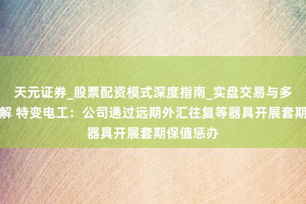 天元证券_股票配资模式深度指南_实盘交易与多倍杠杆讲解 特变电工：公司通过远期外汇往复等器具开展套期保值惩办